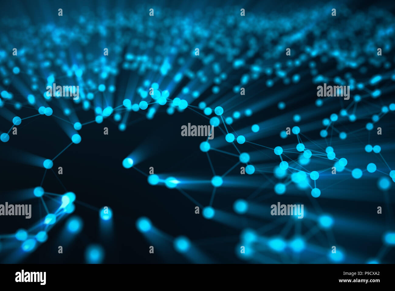 Abstract background of lines and dots, low poly mesh. Internet ...