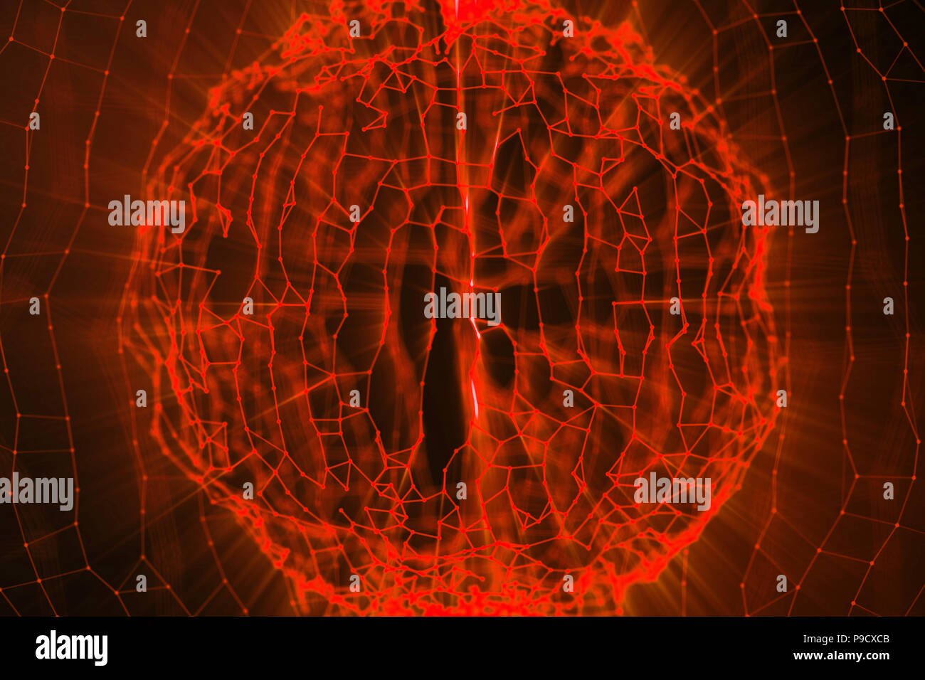 Abstract background of lines and dots, low poly mesh. Internet ...