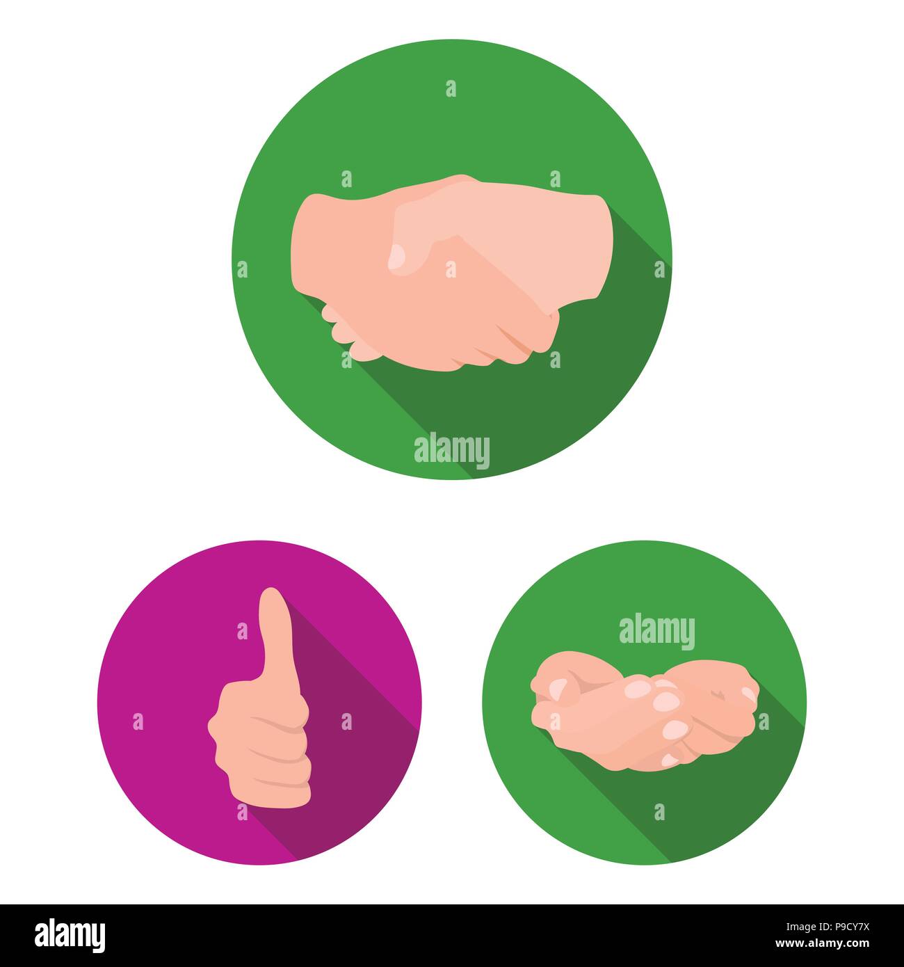 Hand gesture flat icons in set collection for design. Palm and finger ...
