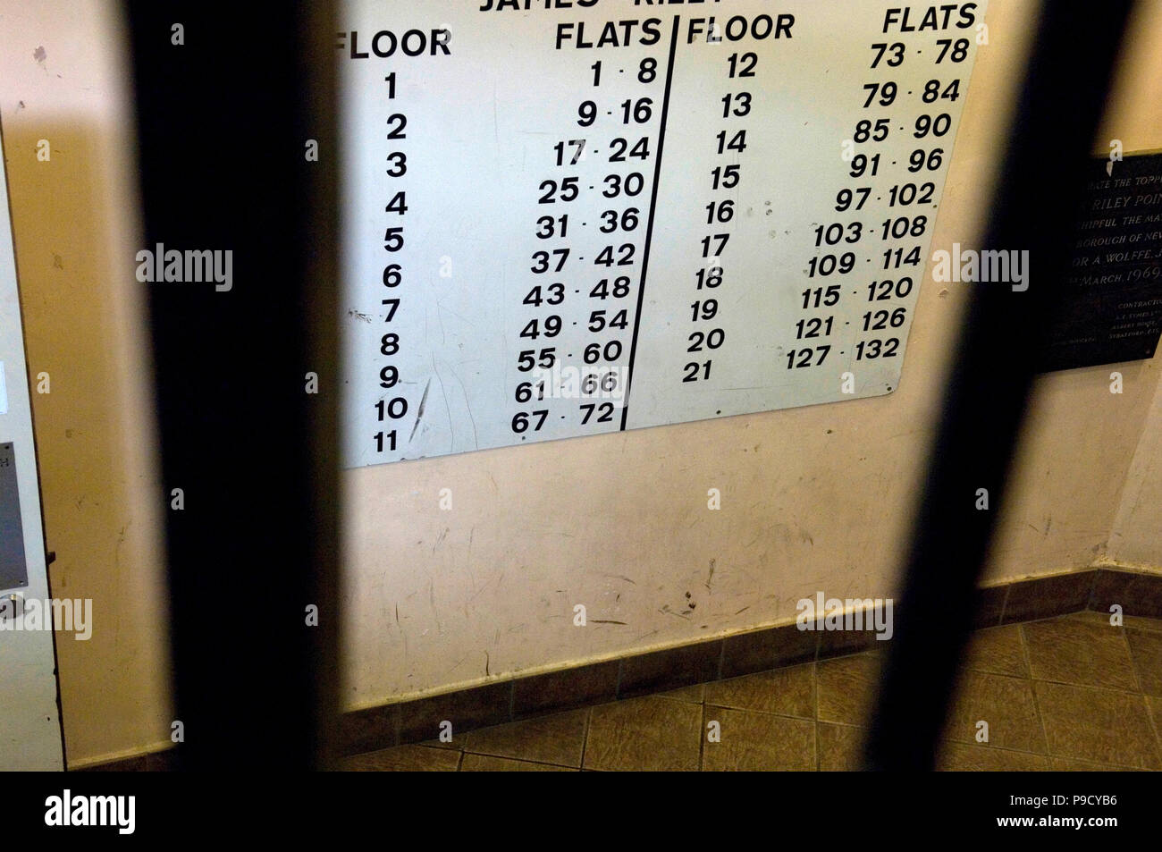 Blocks of flats floor and flat numbers Stock Photo