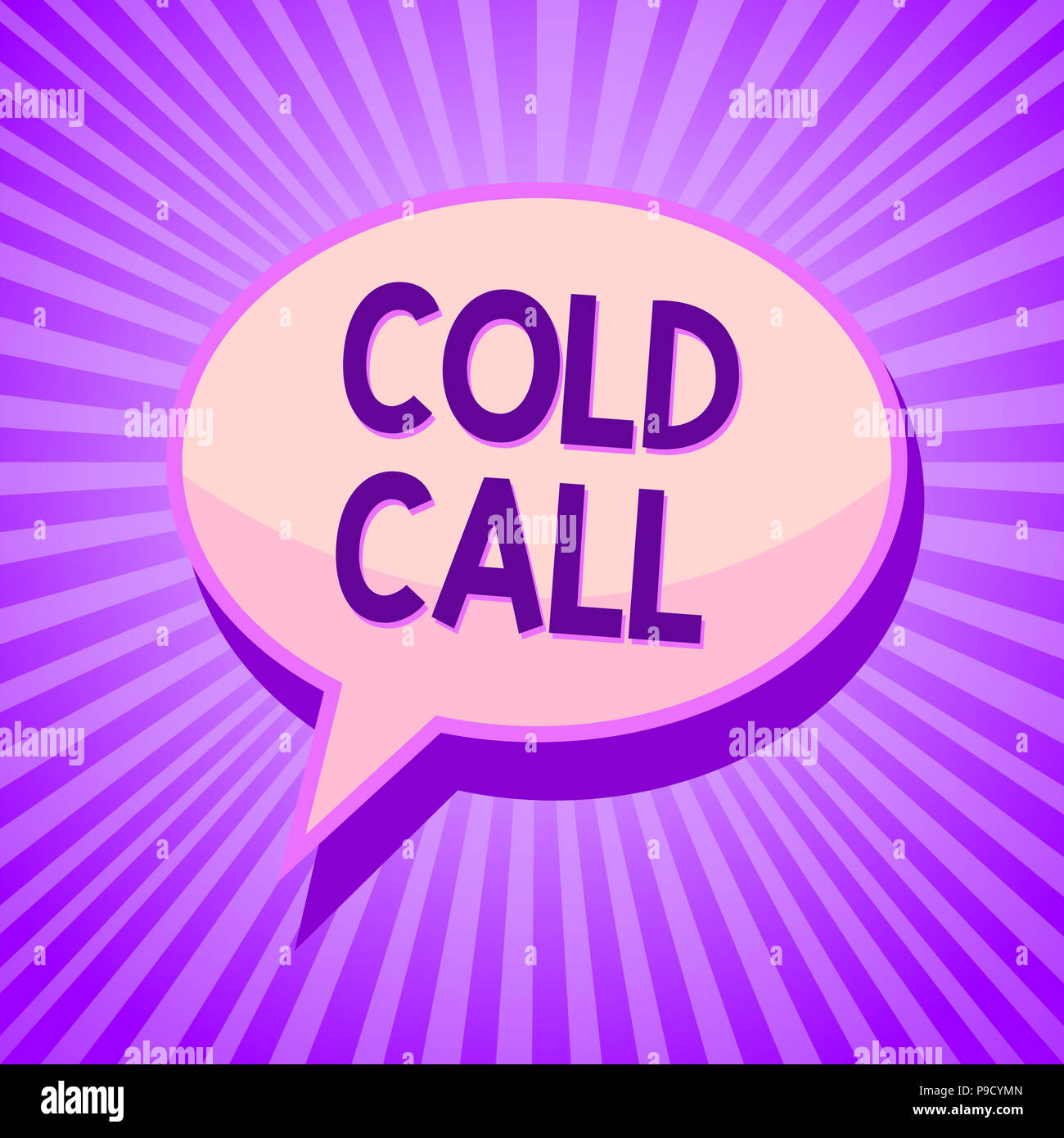 Conceptual hand writing showing Cold Call. Business photo text Unsolicited call made by someone trying to sell goods or services Speech bubble idea re Stock Photo