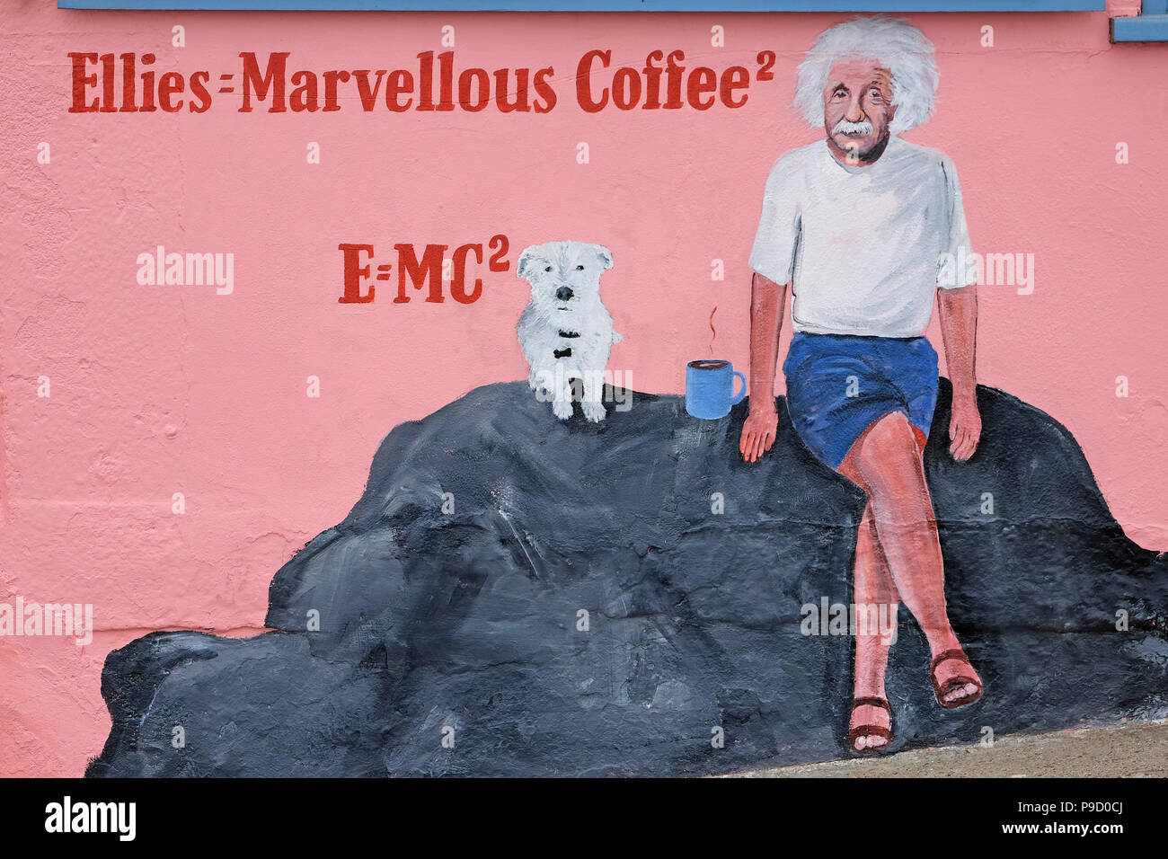 ellies marvellous coffee painted wall sign, sheringham, north norfolk, england Stock Photo