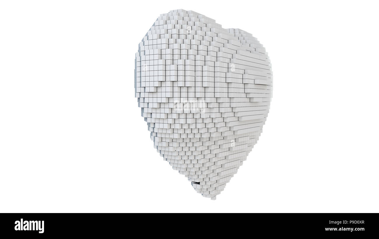 A 3d Pixel Art Ilustration Of A Heart With White Background Stock Photo Alamy