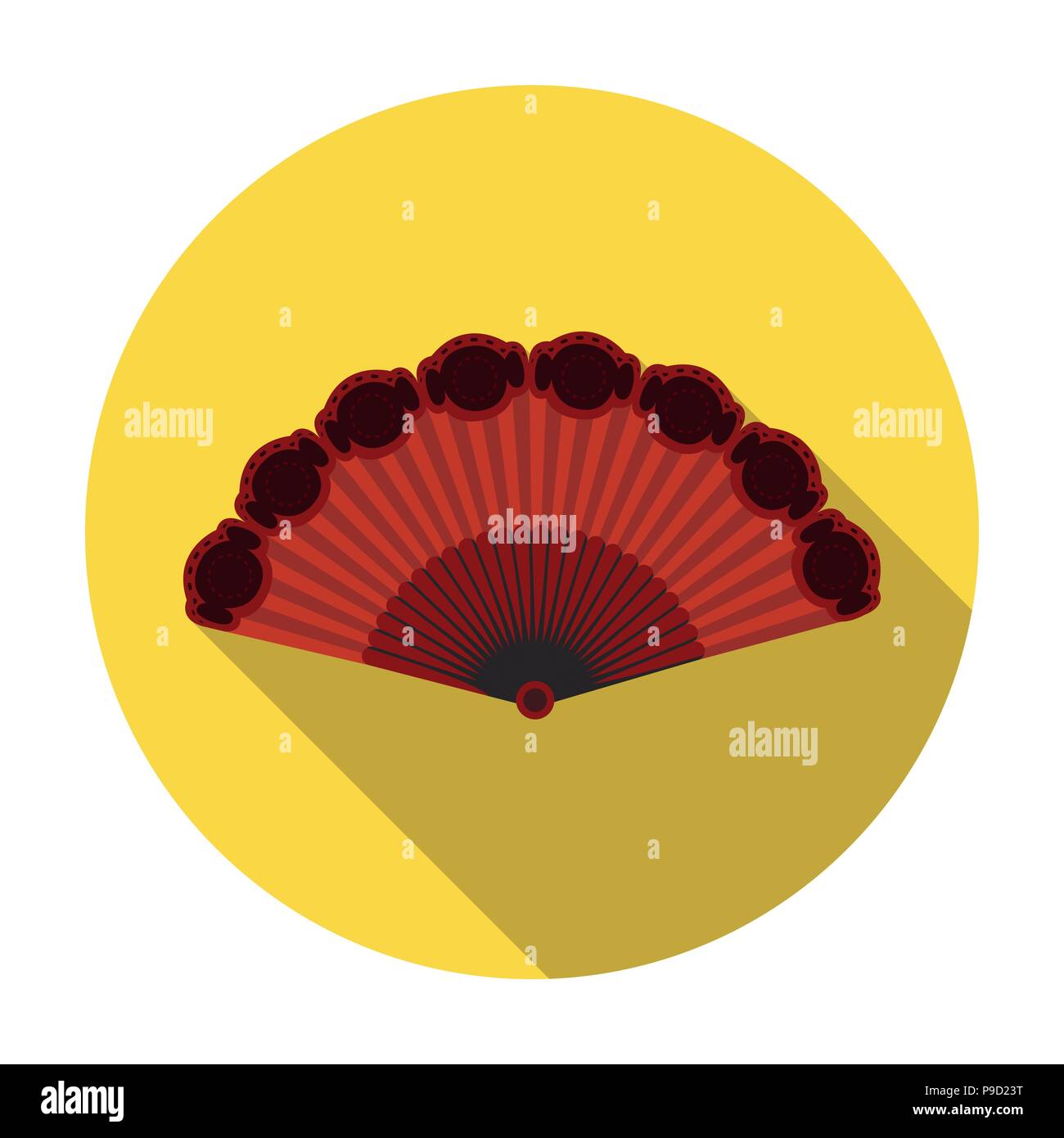 Flamenco fan icon in flat design isolated on white background. Spain ...