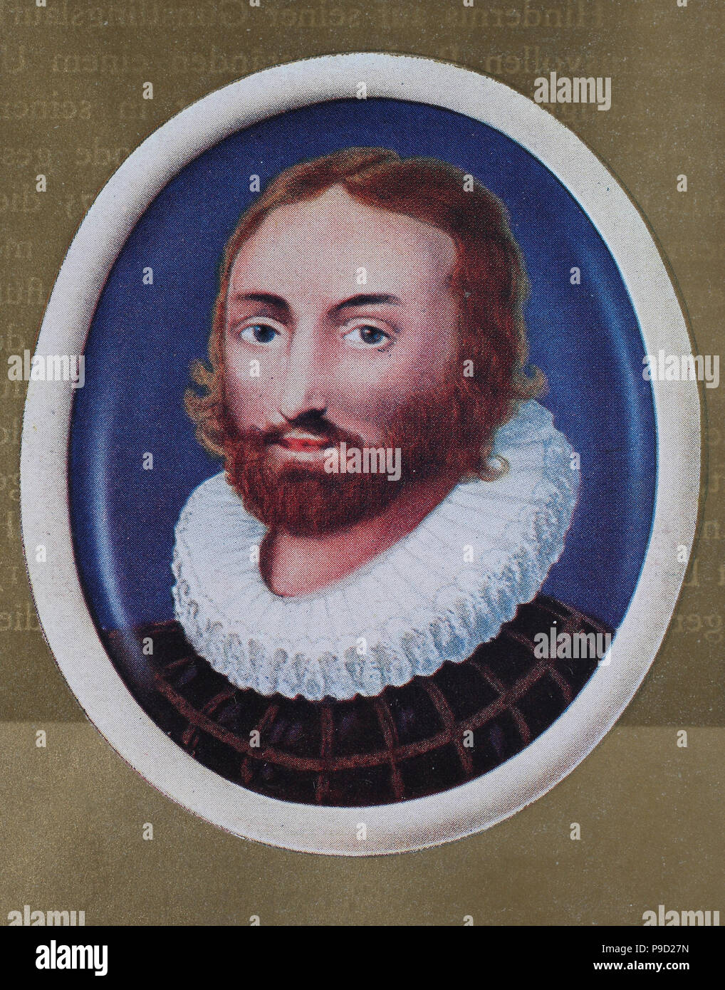 Edmund Spenser; 1552/1553 â€“ 13 January 1599 was an English poet best known for The Faerie Queene, an epic poem and fantastical allegory celebrating the Tudor dynasty and Elizabeth I, digital improved reproduction of an original print from the year 1900 Stock Photo