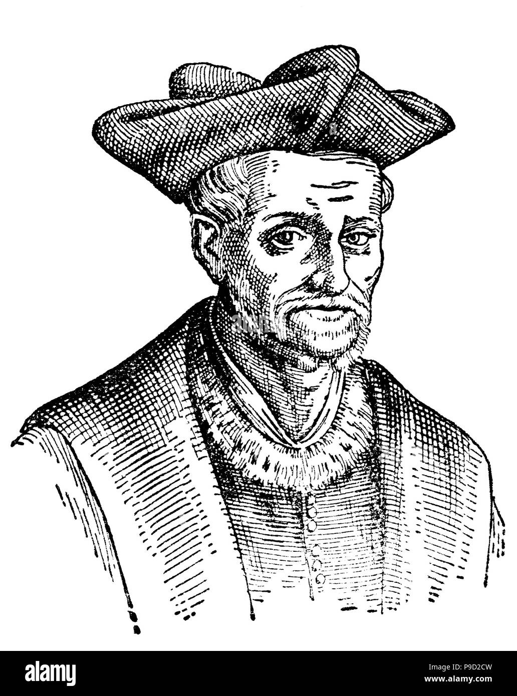 Francois Rabelais; between 1483 and 1494 â€“ 9 April 1553 was a French Renaissance writer, physician, Renaissance humanist, monk and Greek scholar, digital improved reproduction of an original print from the year 1900 Stock Photo