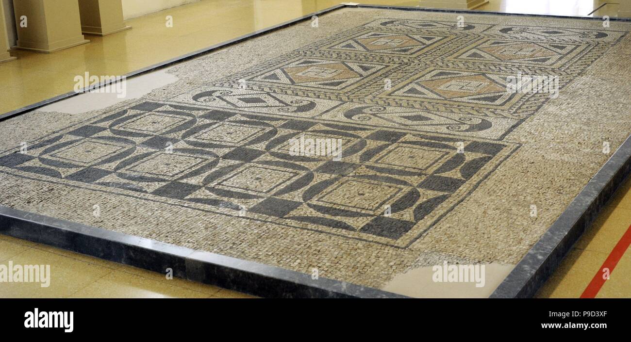 Roman geometric mosaic. 2nd3rd century AD. Two paviments square with