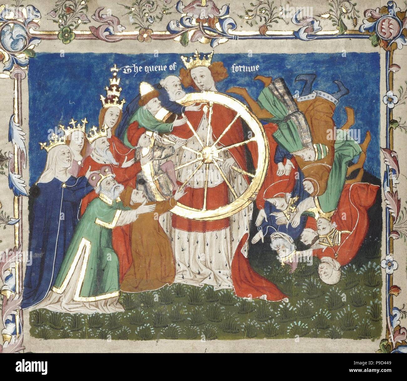 The Wheel of Fortune (from an manuscript of Troy Book by John Lydgate). Museum: John Rylands University Library. Stock Photo