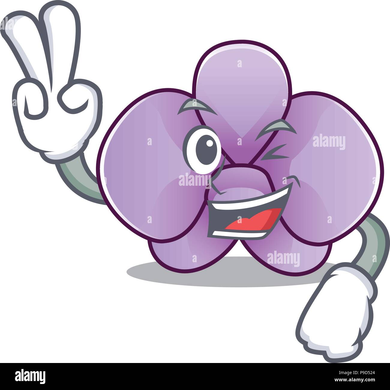 Two finger orchid flower character cartoon Stock Vector