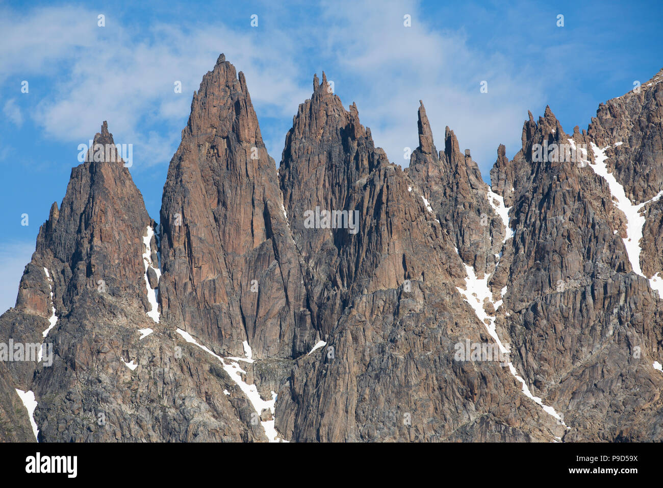 Jagged mountain peaks in Prins Christiansund, Greenland Stock Photo - Alamy