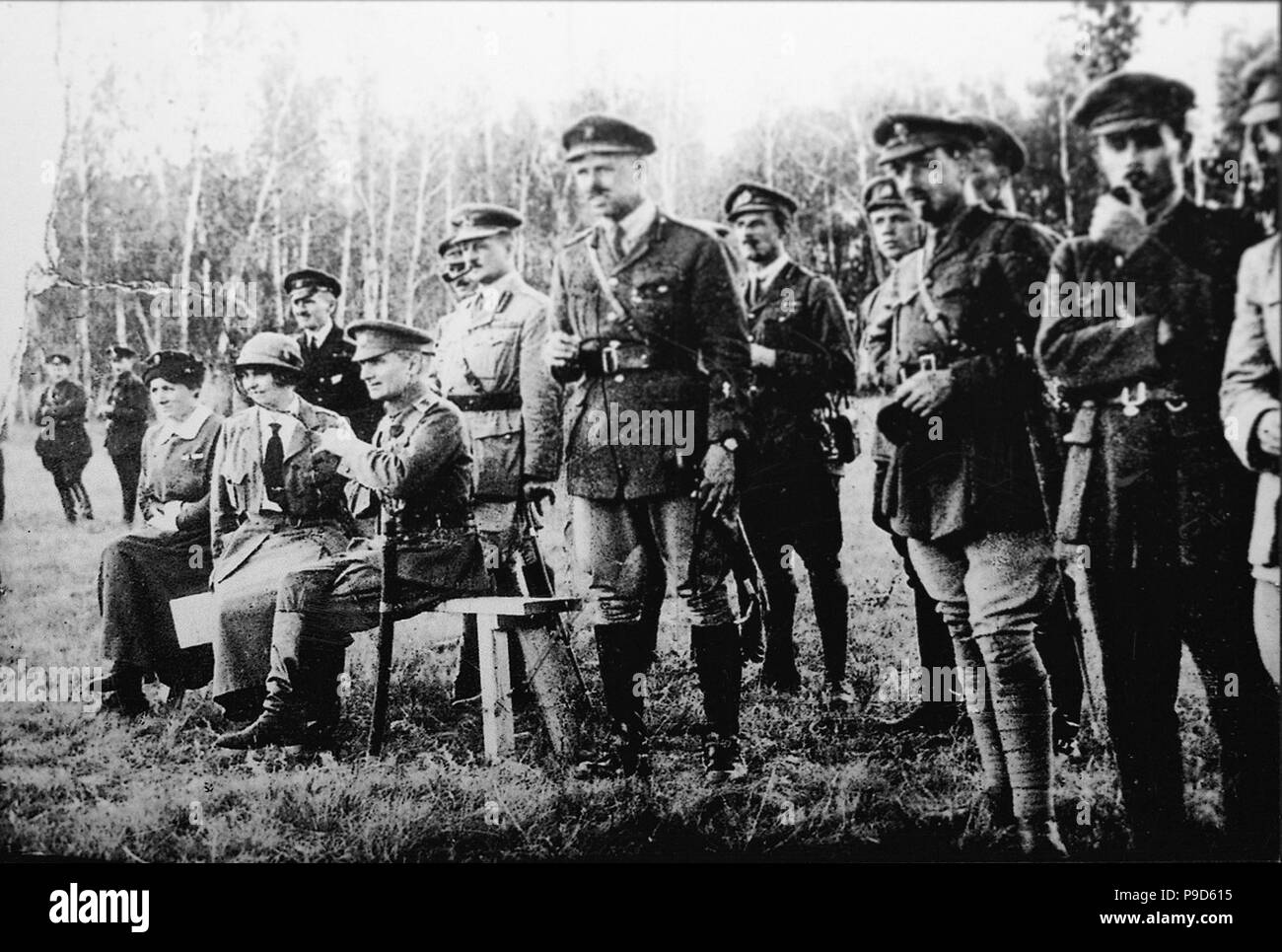 Admiral Alexander Kolchak (sitting) with British officers on the Eastern Front. Museum: State Museum of the Political History of Russia, St. Petersburg. Stock Photo