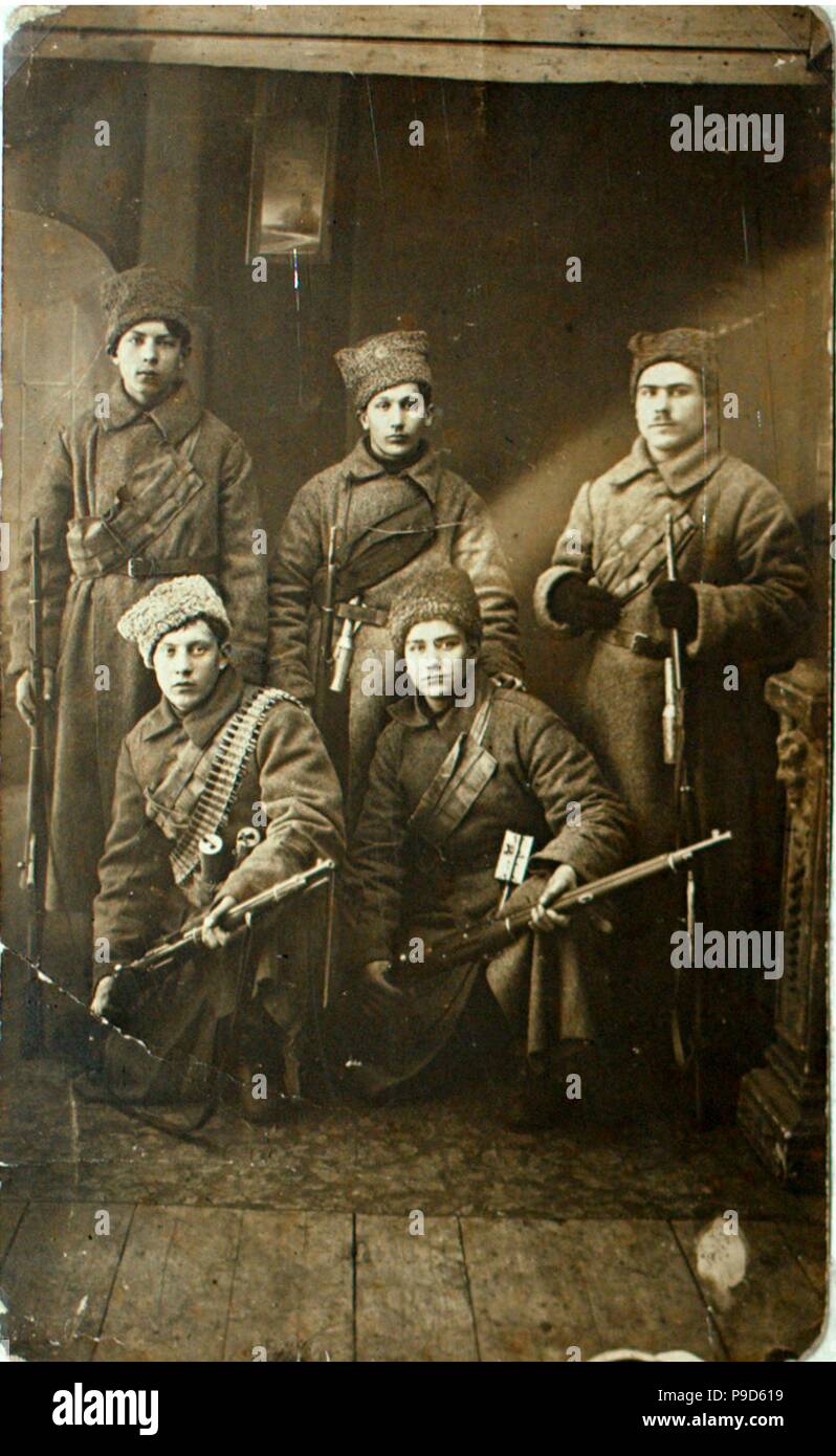 A Group of Red Army Men Before Leaving for the Front. Petrograd, 1918. Museum: State Museum of the Political History of Russia, St. Petersburg. Stock Photo