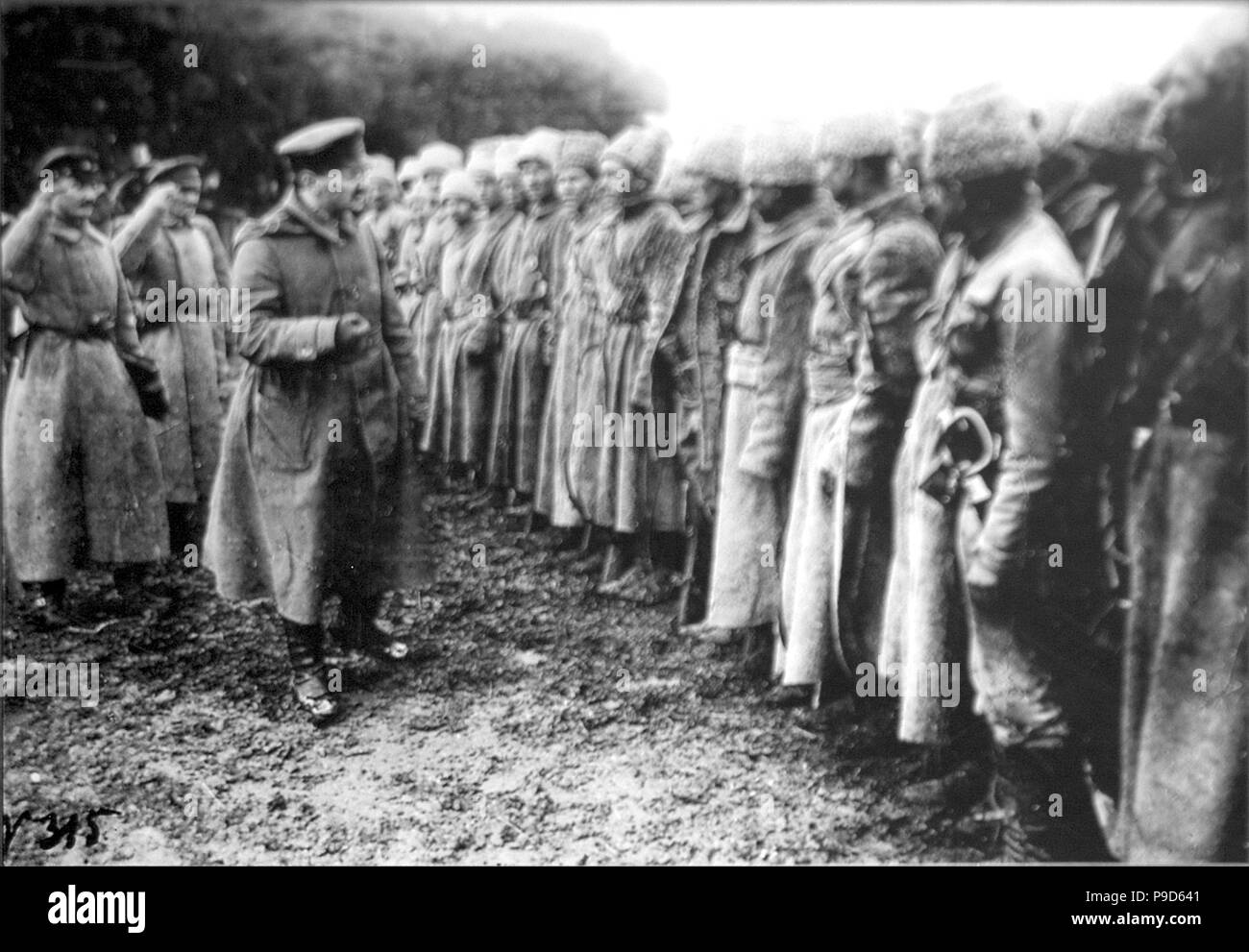 Leon Trotsky at the Red Army troops. Museum: State Museum of the Political History of Russia, St. Petersburg. Stock Photo