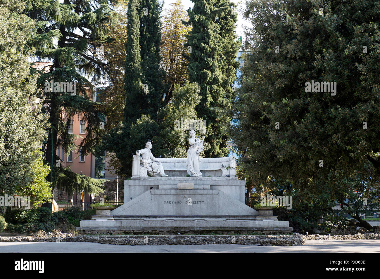 Italy,Lombardy,Bergamo,Città Bassa,Gaetano Donizzetti Monument Stock Photo