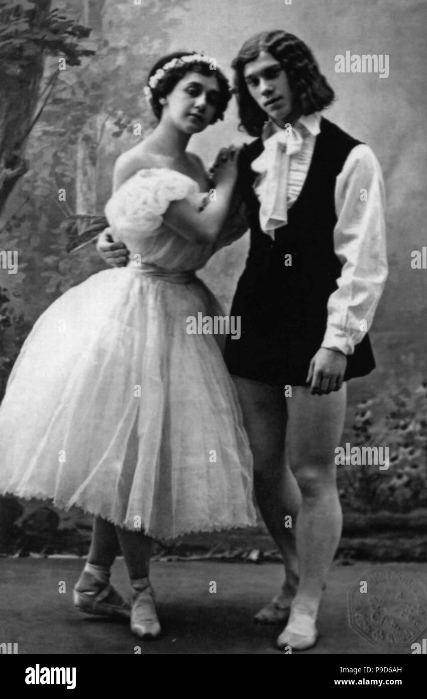 Tamara Karsavina and Vaslav Nijinsky in the Ballet Les Sylphides. Museum: PRIVATE COLLECTION. Stock Photo