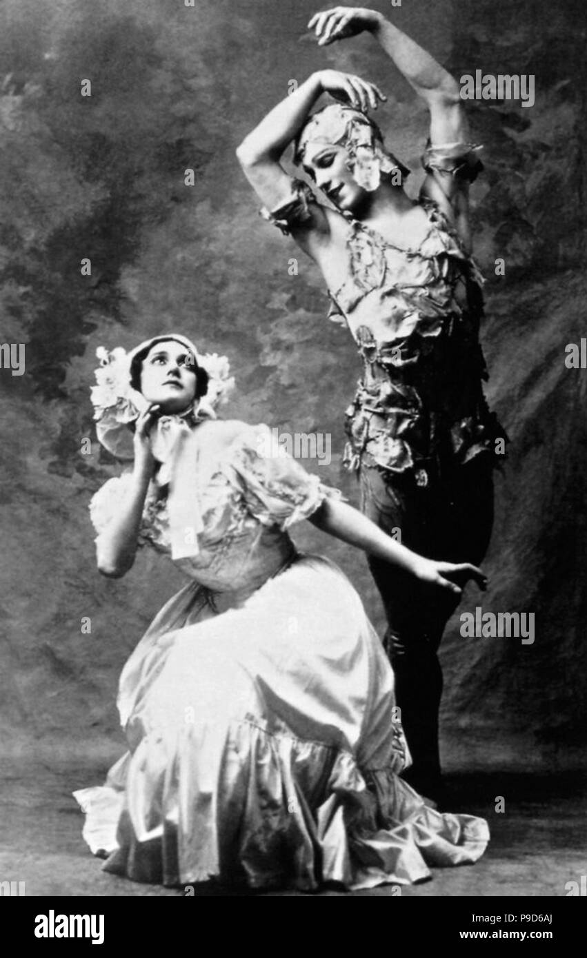 Tamara Karsavina and Vaslav Nijinsky in the Ballet Le Spectre de la Rose. Museum: PRIVATE COLLECTION. Stock Photo