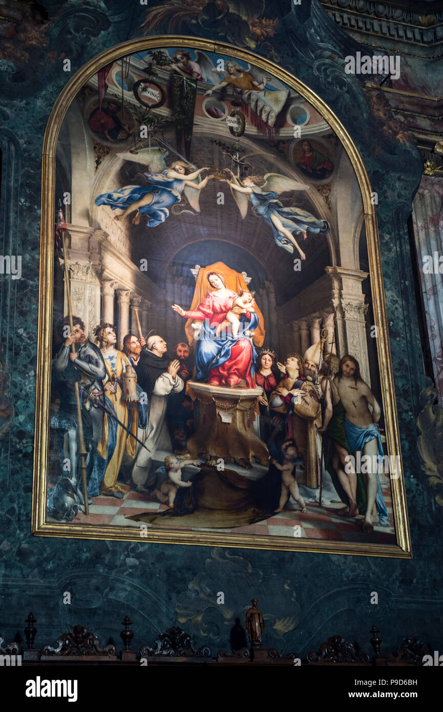 Italy,Lombardy,Bergamo,Città Bassa,San Bartolomeo church,Madonna in trono con il Bambino e i santi,1516,Lorenzo Lotto Stock Photo