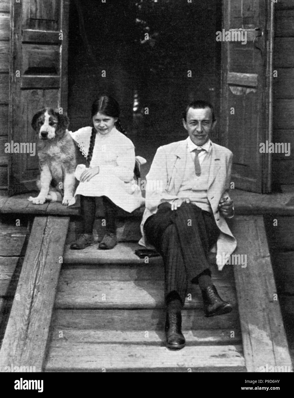 Composer Sergei Rachmaninov (1873-1943) with daughter Irina in Ivanovka. Museum: PRIVATE COLLECTION. Stock Photo