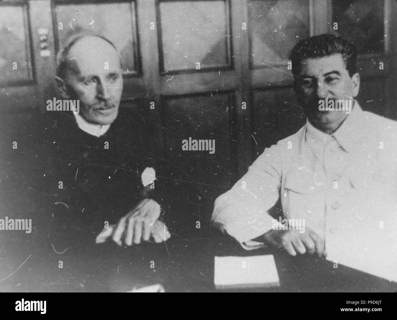 Josef Stalin with French writer Romain Rolland 28 June, 1935. Museum: PRIVATE COLLECTION. Stock Photo