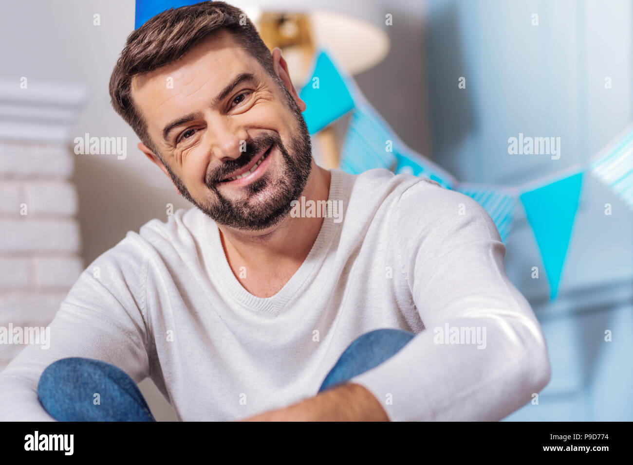Portrait of handsome man that smiling on camera Stock Photo - Alamy