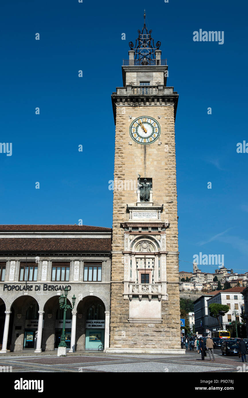 Italy,Lombardy,Bergamo,Città Bassa,Torre dei Caduti,Vittorio Veneto square Stock Photo