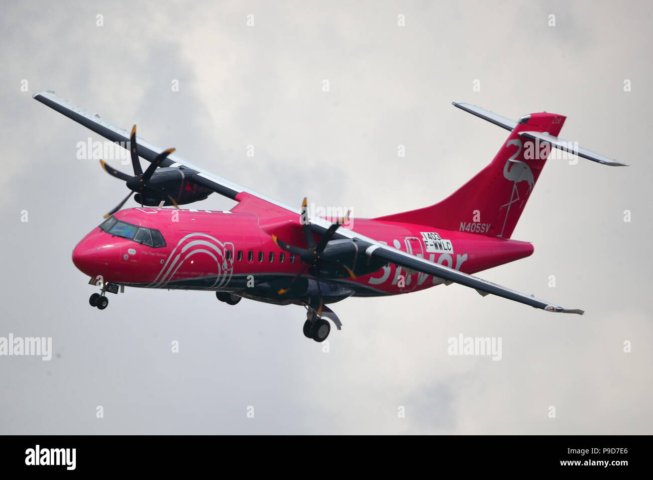 Silver Airways ATR 42 600 at the Farnborough International Airshow 2018
