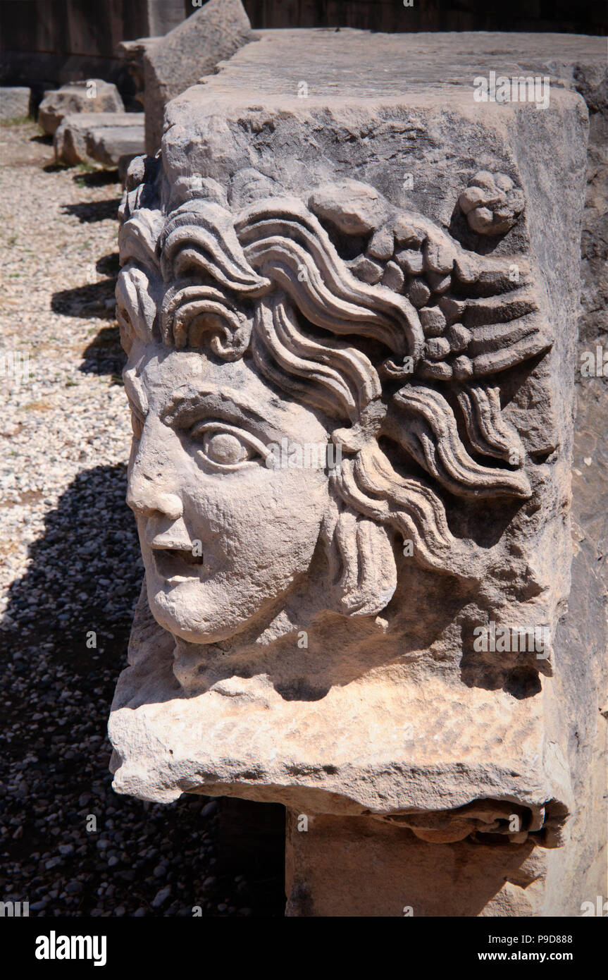Carved Greek mask Stock Photo Alamy
