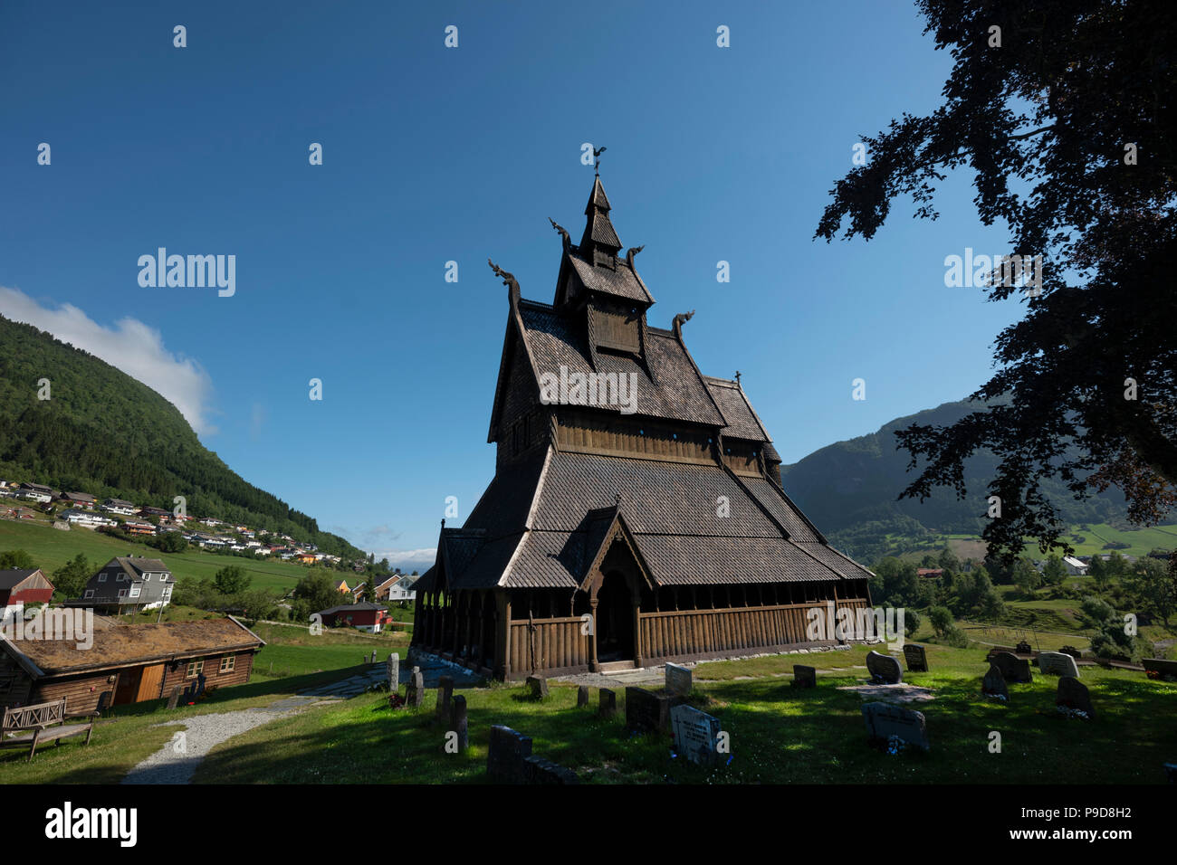 Stave church, Vik, Norway. Stock Photo