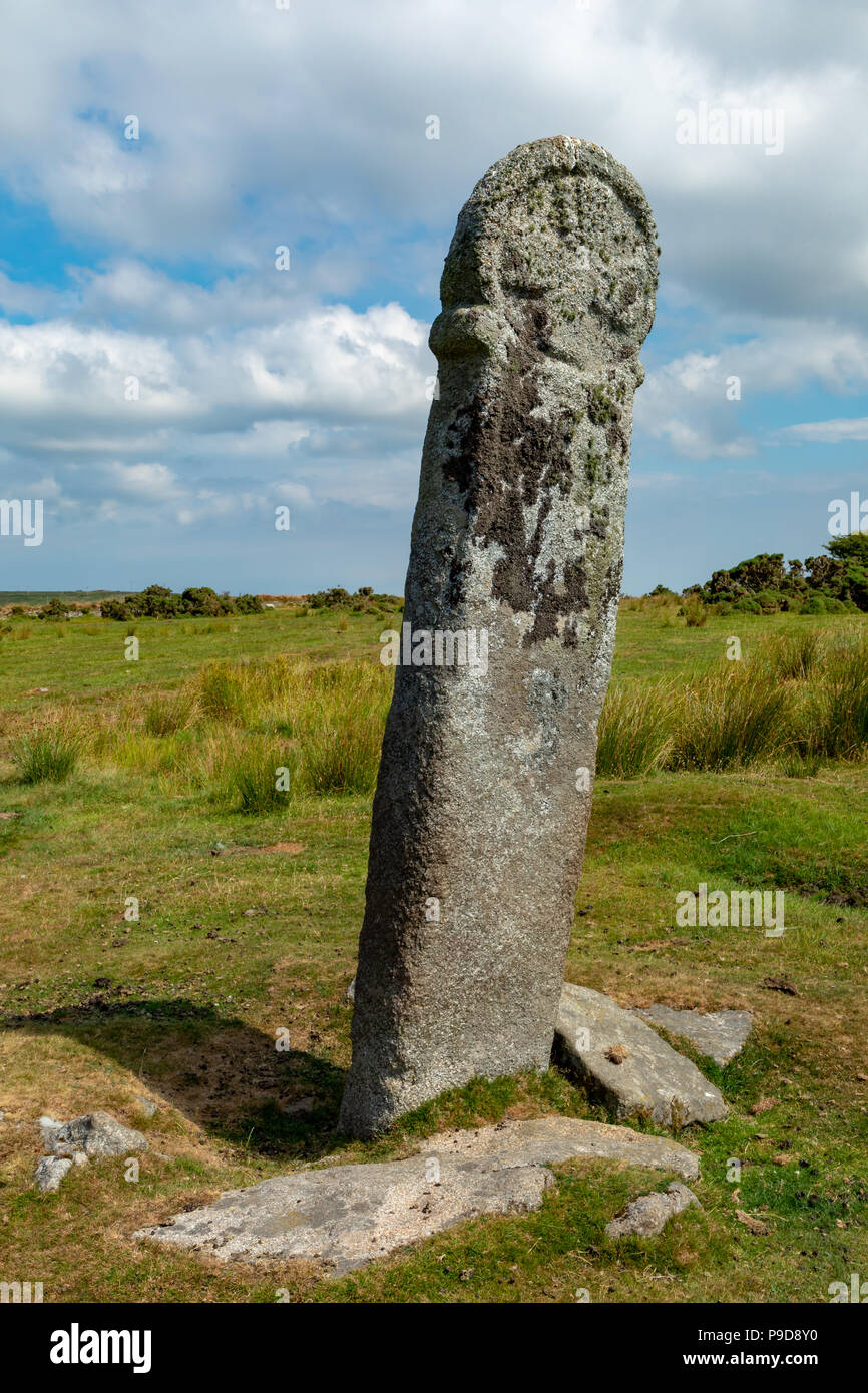 Minions Bodmin Moor Cornwall England July 12, 2018 The Longstone cross, also known as Long Tom Stock Photo