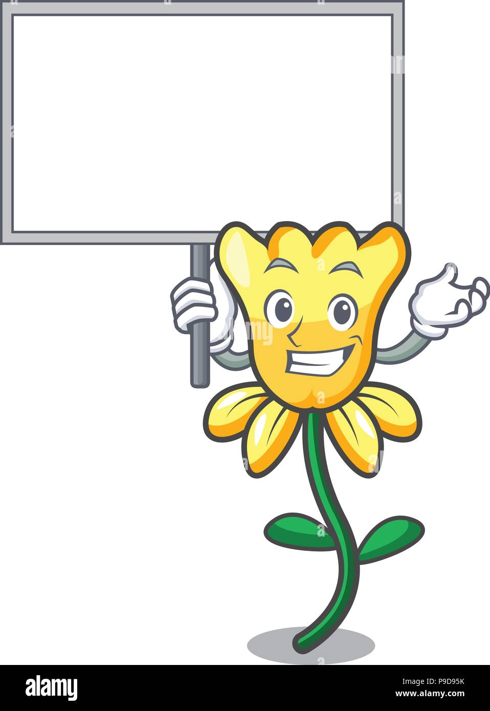 Bring board daffodil flower character cartoon Stock Vector Image & Art