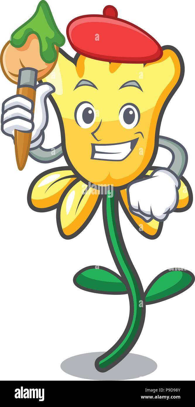 Artist daffodil flower character cartoon Stock Vector Image & Art Alamy