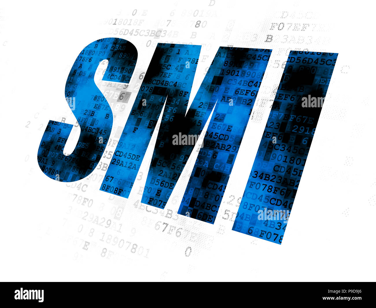 Stock market indexes concept: Pixelated blue text SMI on Digital background Stock Photo