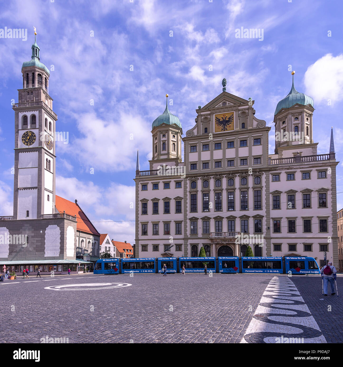 Augsburg, Bavaria, Germany - The historic Town Hall and the Perlach
