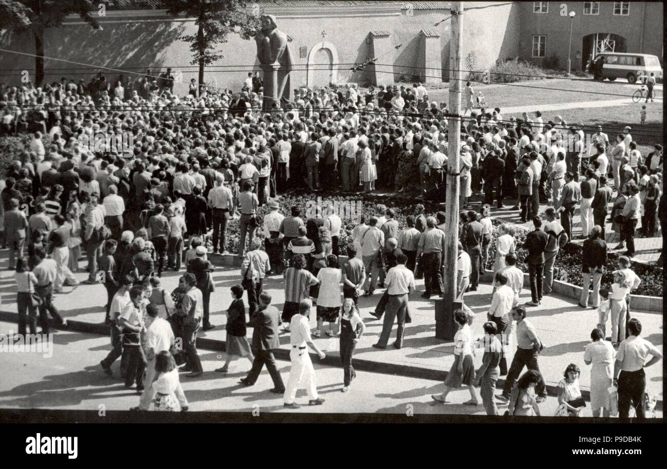 The rally in Vilnius protesting the Molotov-Ribbentrop Pact, August 23, 1987. Museum: Museum of Genocide Victims, Vilnius. Stock Photo