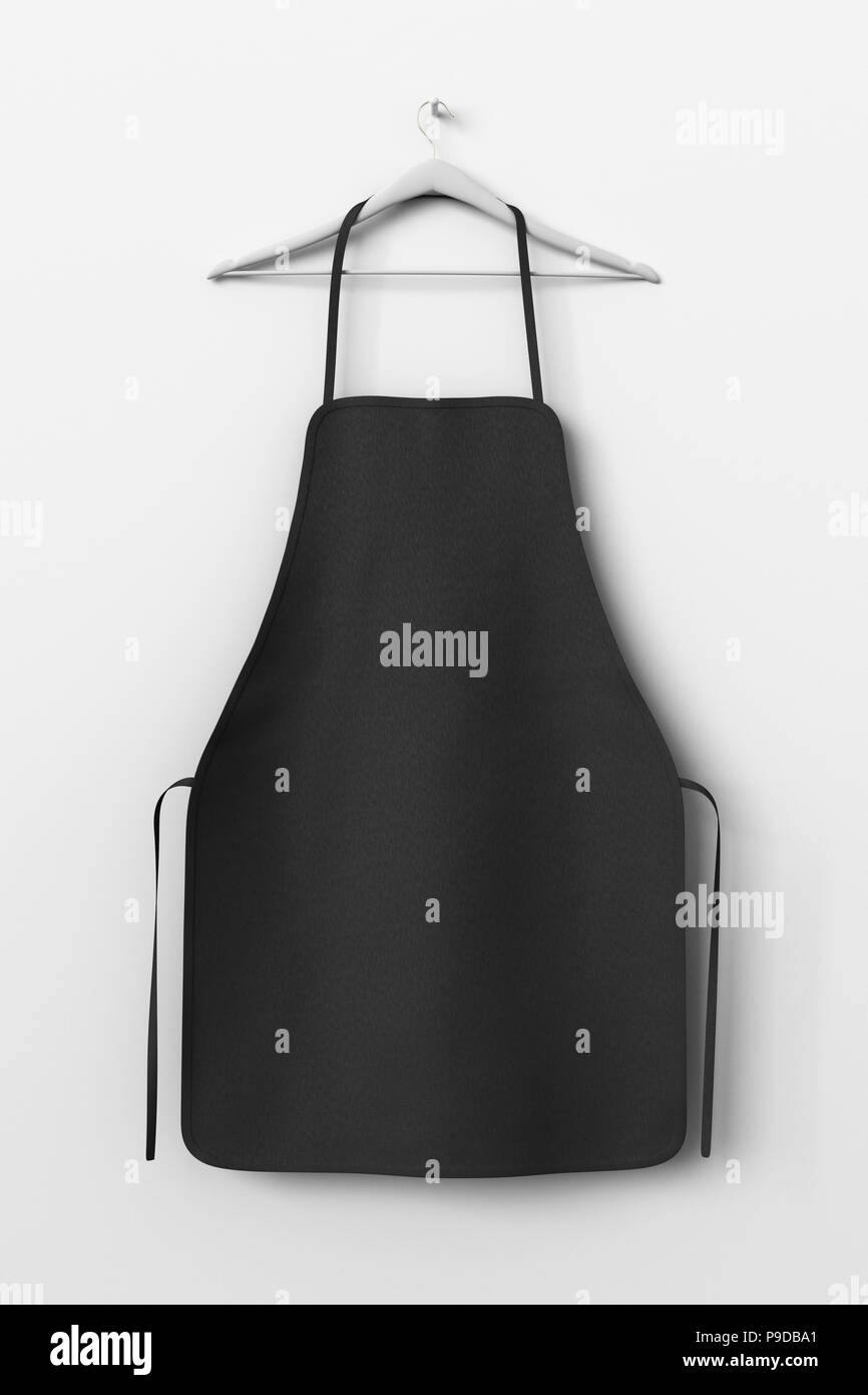 Blank black apron isolated on white background with clipping path. 3d