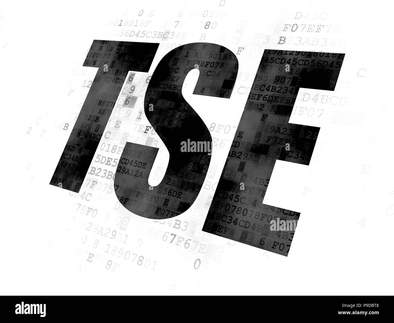 Stock market indexes concept: Pixelated black text TSE on Digital background Stock Photo