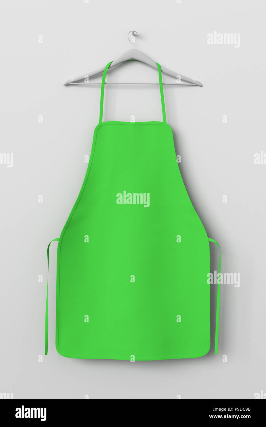 Blank green apron isolated on white background with clipping path. 3d ...