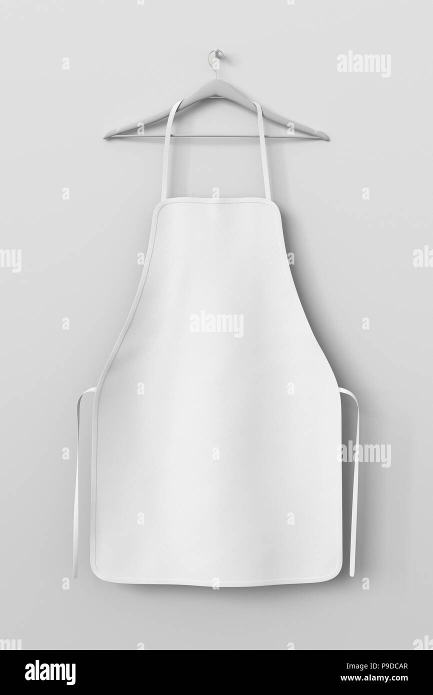 Blank white apron isolated on white background with clipping path. 3d ...