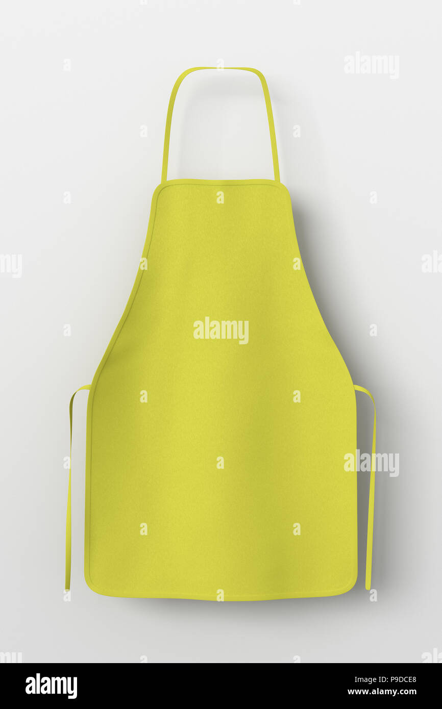 Blank yellow apron isolated on white background with clipping path. 3d ...