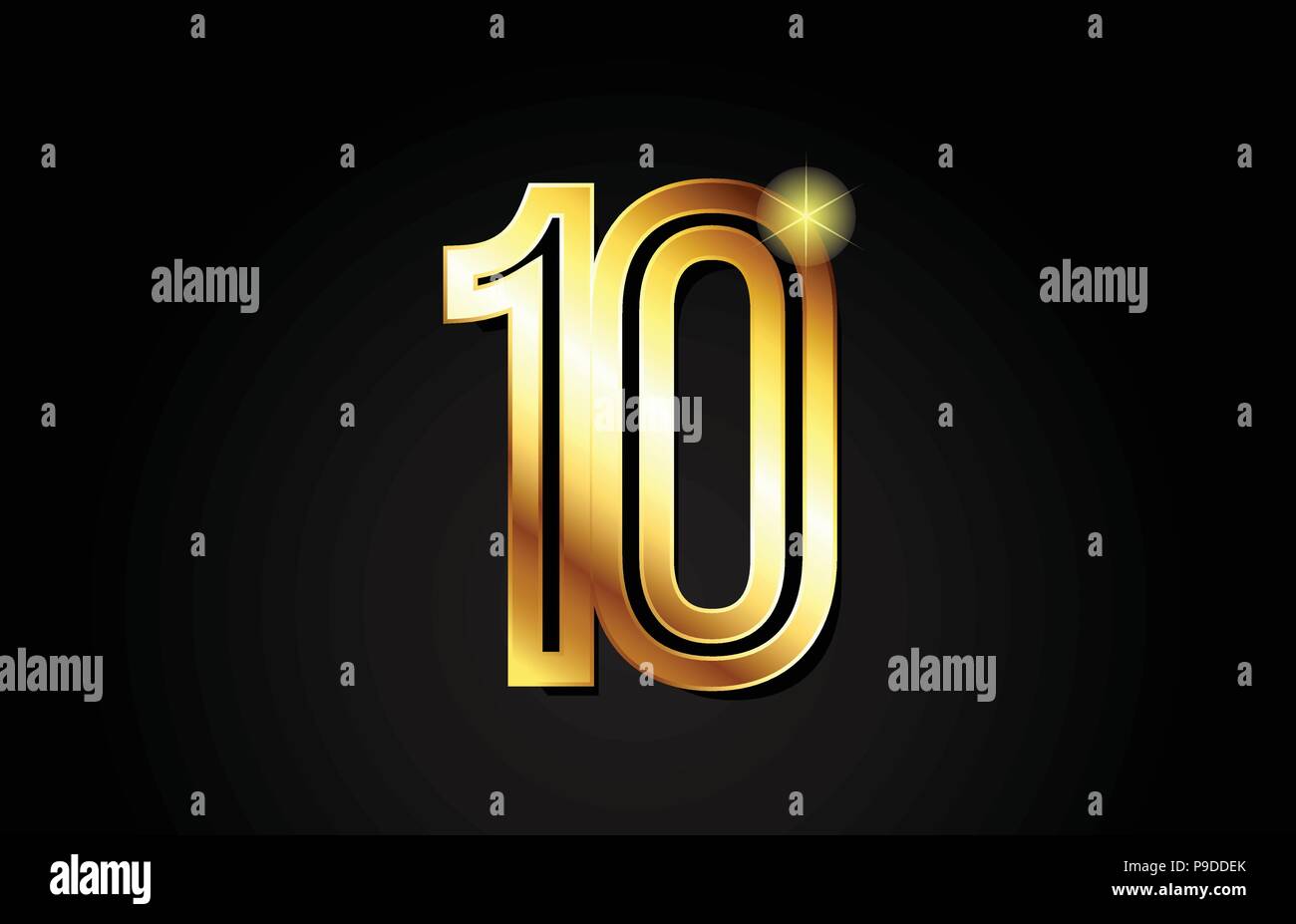 gold number 10 ten logo design suitable for a company or business Stock