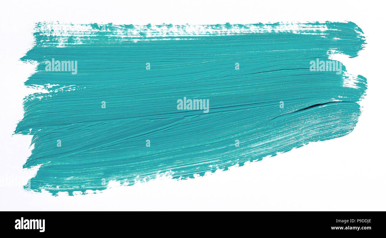 Turquoise brush stroke isolated over white background Stock Photo - Alamy