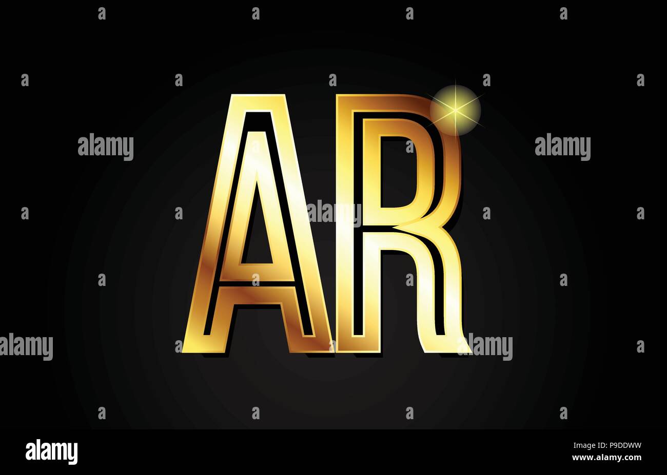 gold alphabet letter ar a r logo combination design suitable for a company or business Stock Vector
