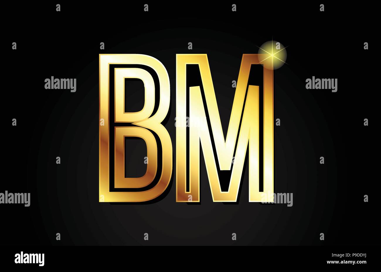 gold alphabet letter bm b m logo combination design suitable for a company or business Stock Vector