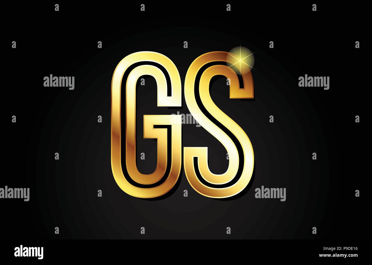 gold alphabet letter gs g s logo combination design suitable for a company or business Stock Vector