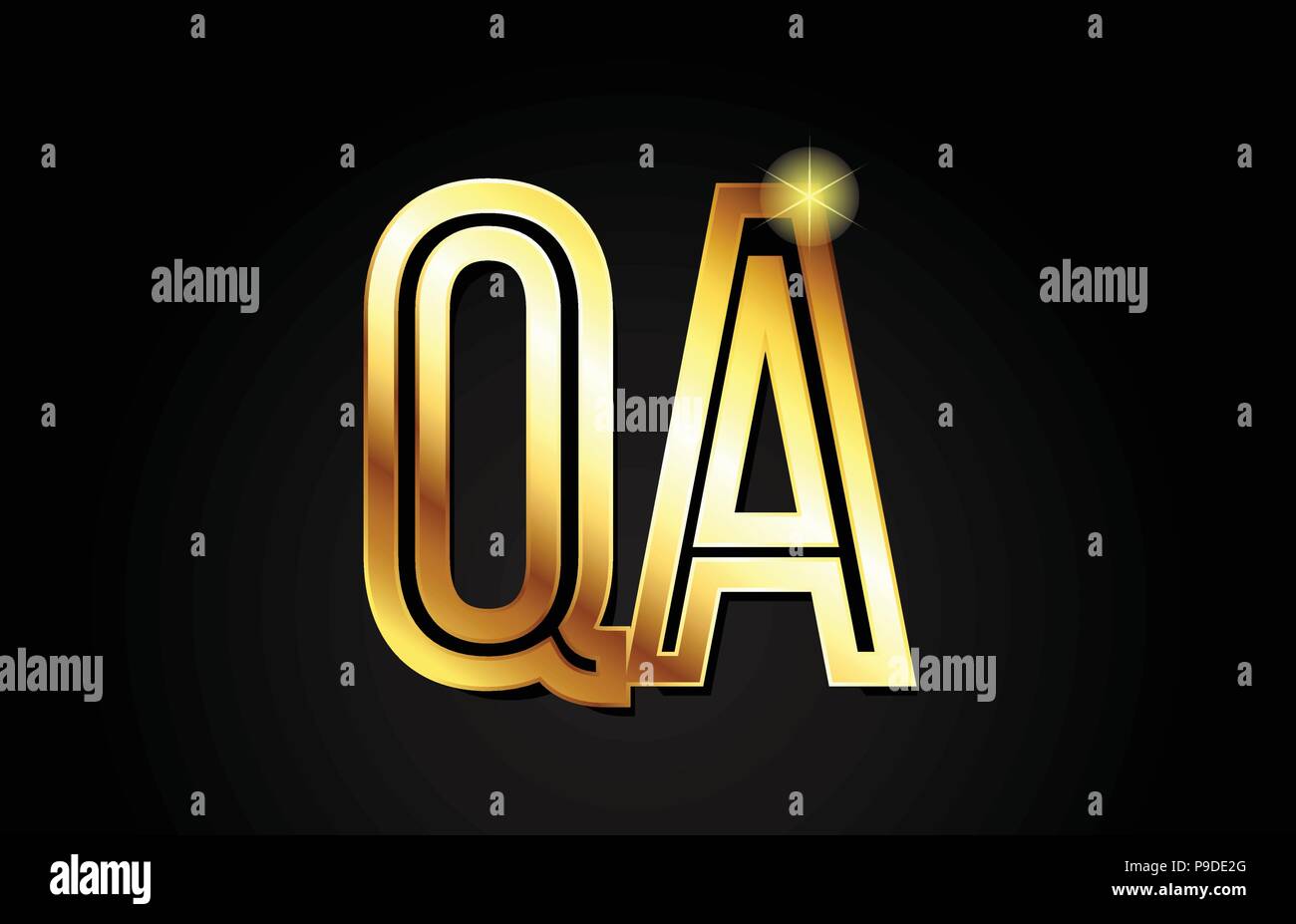 gold alphabet letter qa q a logo combination design suitable for a ...