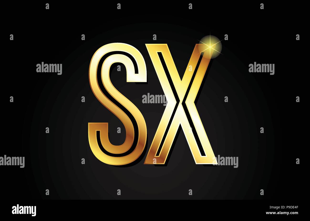 gold alphabet letter sx s x logo combination design suitable for a ...
