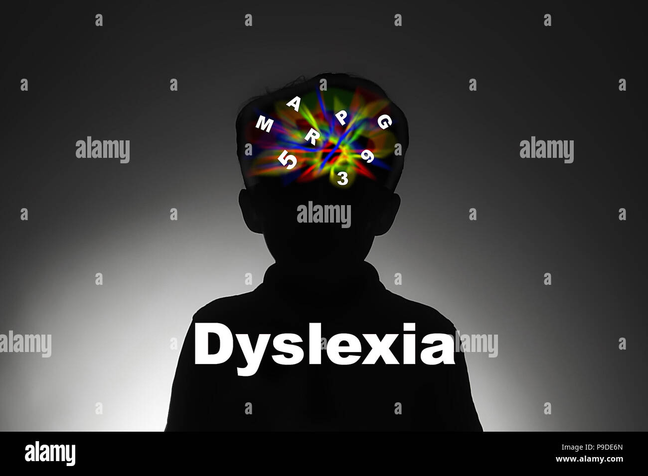 Dyslexia,  difficulty reading, writing and spelling. Stock Photo