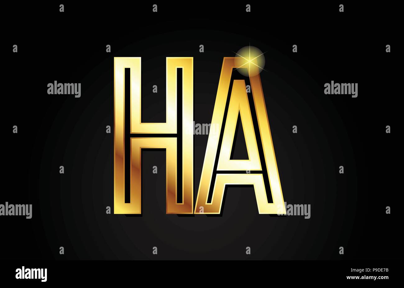 gold alphabet letter ha h a logo combination design suitable for a company or business Stock Vector
