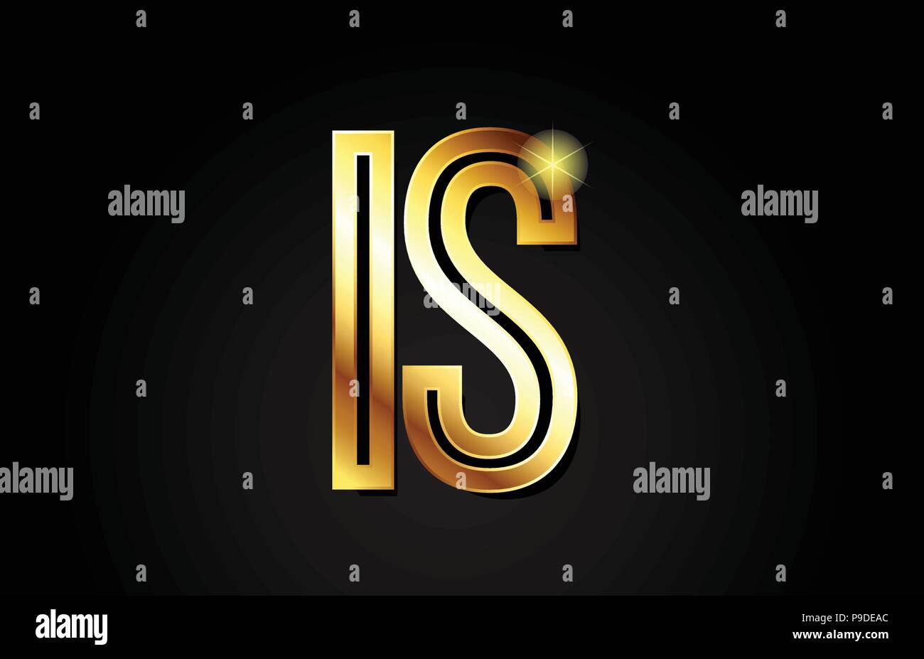 gold alphabet letter is i s logo combination design suitable for a ...