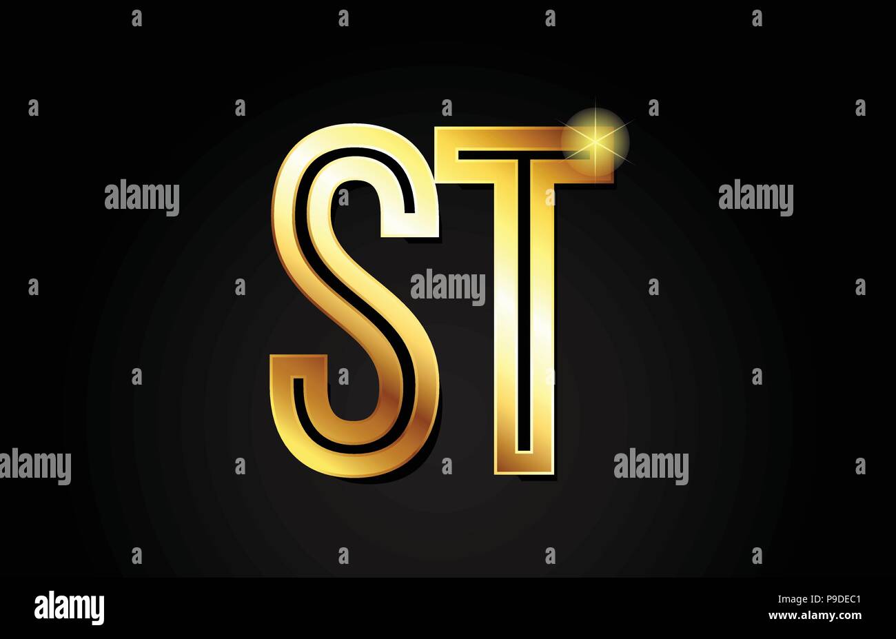 gold alphabet letter st s t logo combination design suitable for a